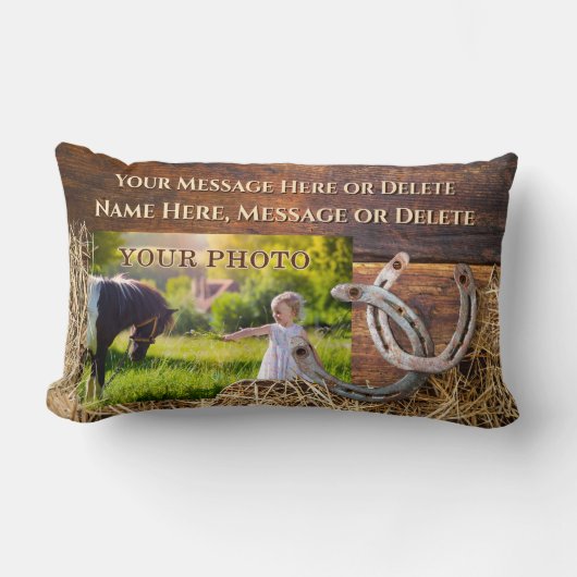 馬の装飾用クッション素朴、パーソナライズされた馬蹄形 ランバークッション (正面)