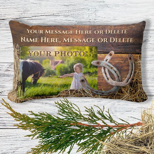 馬の装飾用クッション素朴、パーソナライズされた馬蹄形 ランバークッション