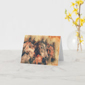 馬の装飾的な芸術的な水彩画の絵を描くこと カード (黄色い花)