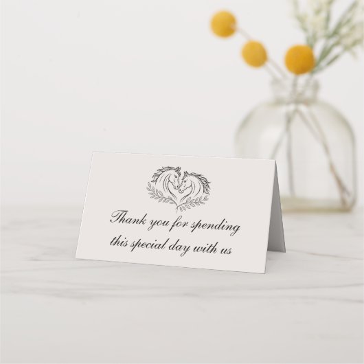 馬の西素朴国の結婚式ありがとう プレイスカード (正面)