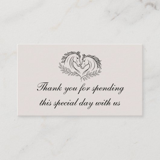 馬の西素朴国の結婚式ありがとう プレイスカード (正面)