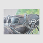 馬の西素朴茶色の緑の切り離し 薄葉紙 (正面)