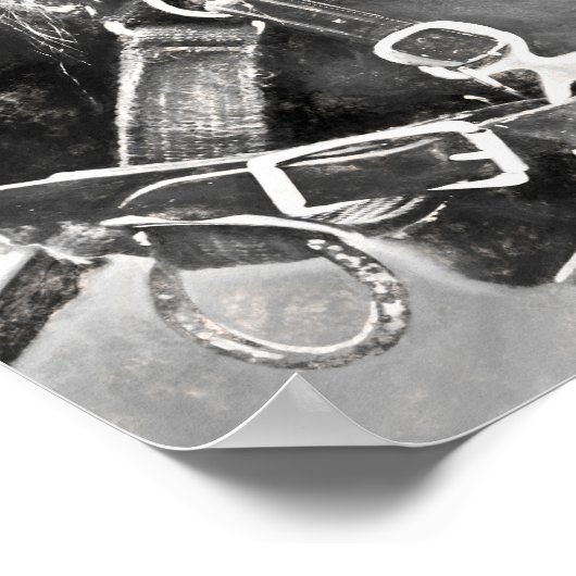 馬の西素朴黒白ヴィンテージ ポスター (角)