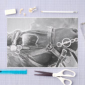 馬の西素朴黒白ヴィンテージ 薄葉紙 (クラフト)