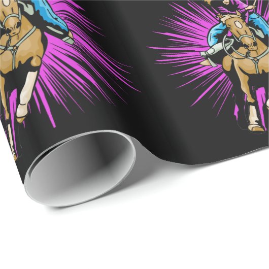 馬の西部のギフトの包装紙の女性のカーボーイ ラッピングペーパー (ロールコーナー)