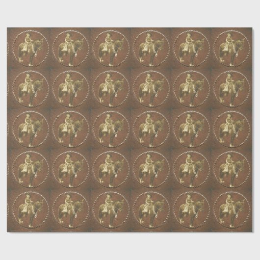 馬の西部の紙のヴィンテージの女性のカーボーイ ラッピングペーパー (フラット)