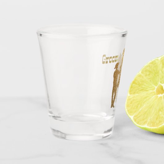 馬の西部の結婚式のカウボーイの新郎の女性のカーボーイ ショットグラス (左)