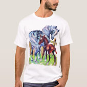 馬の親子 草原 Tシャツ (正面)