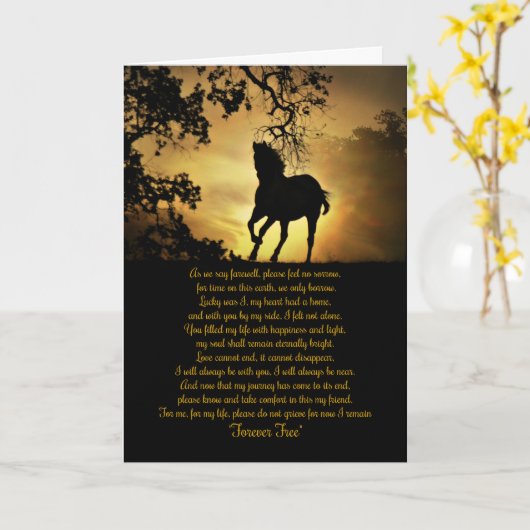 馬の記念の元の詩 カード (黄色い花)