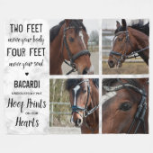 馬の記念碑の形見の馬の写真コラージュ フリースブランケット (正面(横))