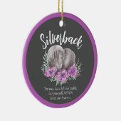 馬の記念碑ハートポピー水の色フォトグレー セラミックオーナメント (右)