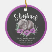 馬の記念碑ハートポピー水の色フォトグレー セラミックオーナメント (正面)