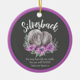 馬の記念碑ハートポピー水の色フォトグレー セラミックオーナメント