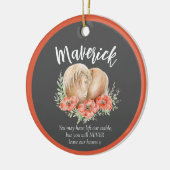 馬の記念碑ハートポピー水の色フォトグレー セラミックオーナメント (左)