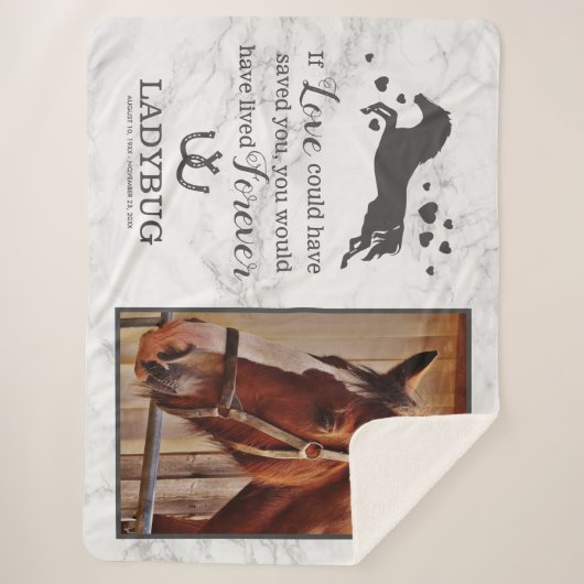 馬の記念 – 大理石の写真立て シェルパブランケット (正面)