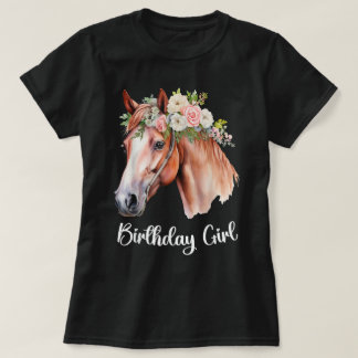 馬の誕生日おめでとうガールズパーティーの衣装ポニーの娘 Tシャツ
