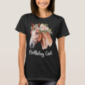 馬の誕生日おめでとうガールズパーティーの衣装ポニーの娘 Tシャツ (正面)