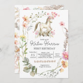 馬の誕生日の招待状、ポニー誕生日招待状、 招待状 (正面/裏面)