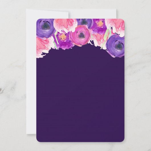 馬の誕生日の招待、ピンクの紫色の金ゴールド 招待状 (裏面)