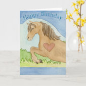 馬の誕生日カード カード (黄色い花)