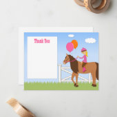 馬の誕生日パーティーお礼カード ノートカード (正面/裏面インサイチュ)