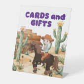 馬の誕生日パーティーカードとギフトにカウボーイ 台座サイン (正面)