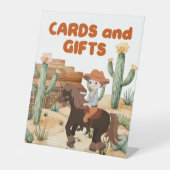 馬の誕生日パーティーカードとギフトにカウボーイ 台座サイン (正面)