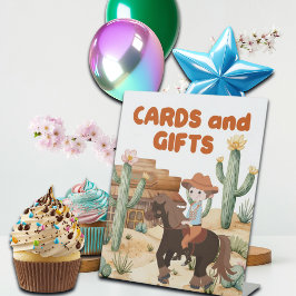 馬の誕生日パーティーカードとギフトにカウボーイ 台座サイン