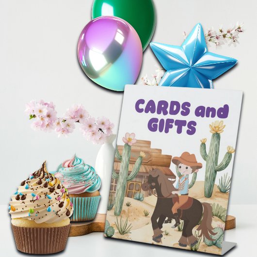 馬の誕生日パーティーカードとギフトにカウボーイ 台座サイン