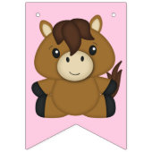 馬の誕生日パーティーピンク バンティングフラッグ (第1の旗)