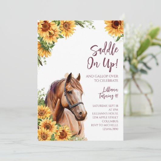 馬の誕生日パーティー招待ひまわり 招待状 (スタンド正面)
