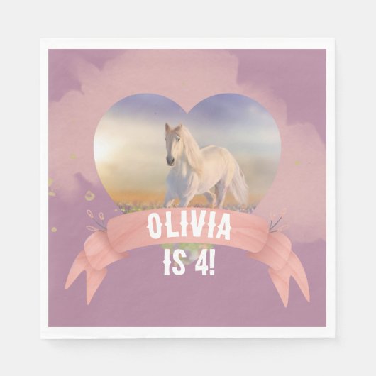 馬の誕生日パーティー スタンダードランチョンナプキン (正面)