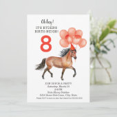馬の誕生日パーティー//赤い任意の年齢ダウンロード// 招待状 (スタンド正面)