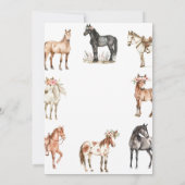 馬の誕生日招待状、花のポニー招待、ウェス 招待状 (裏面)