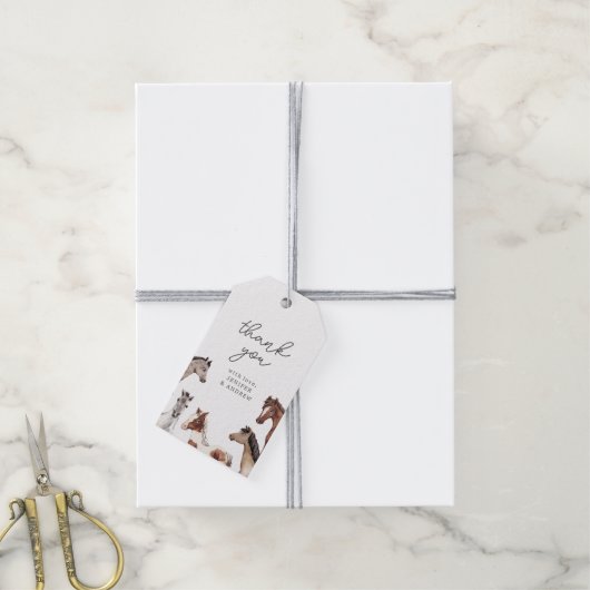 馬の赤ちゃんシャワーありがとうギフトラベル ギフトタグ (より糸付き)