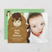 馬の赤ちゃんシャワーグリーン ポストカード (正面/裏面)