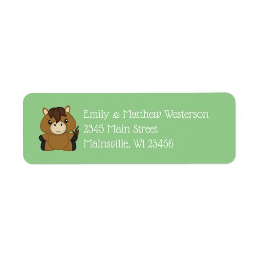 馬の赤ちゃんシャワーグリーン ラベル (正面)