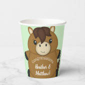 馬の赤ちゃんシャワーグリーン 紙コップ (裏面)