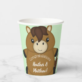 馬の赤ちゃんシャワーグリーン 紙コップ