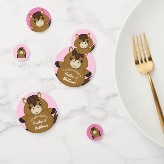 馬の赤ちゃんシャワーピンクの女の子 コンフェッティ (グループ)