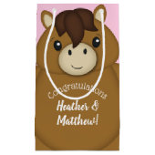 馬の赤ちゃんシャワーピンクの女の子 スモールペーパーバッグ (正面)