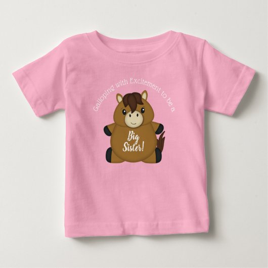 馬の赤ちゃんシャワーピンクの女の子 ベビーTシャツ (正面)