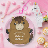 馬の赤ちゃんシャワーピンクの女の子 ペーパープレート (パーティー)