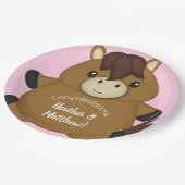 馬の赤ちゃんシャワーピンクの女の子 ペーパープレート (アングル)