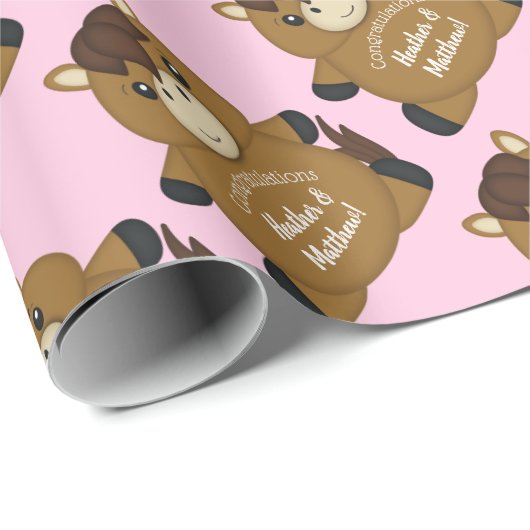 馬の赤ちゃんシャワーピンクの女の子 ラッピングペーパー (ロールコーナー)