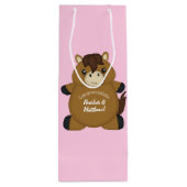 馬の赤ちゃんシャワーピンクの女の子 ワインギフトバッグ (裏面)