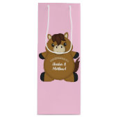 馬の赤ちゃんシャワーピンクの女の子 ワインギフトバッグ (正面)