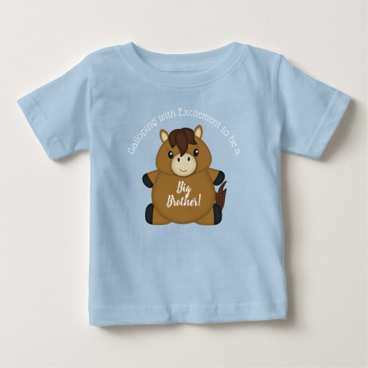 馬の赤ちゃんシャワーブルーボーイ ベビーTシャツ (正面)
