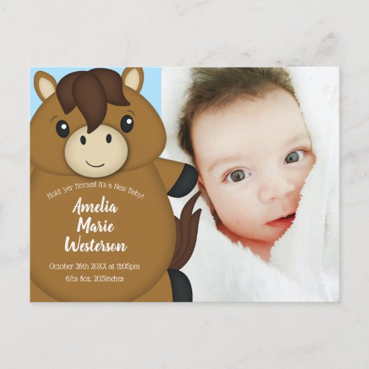 馬の赤ちゃんシャワーブルーボーイ ポストカード (正面)