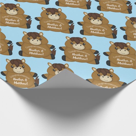 馬の赤ちゃんシャワーブルーボーイ ラッピングペーパー (角)